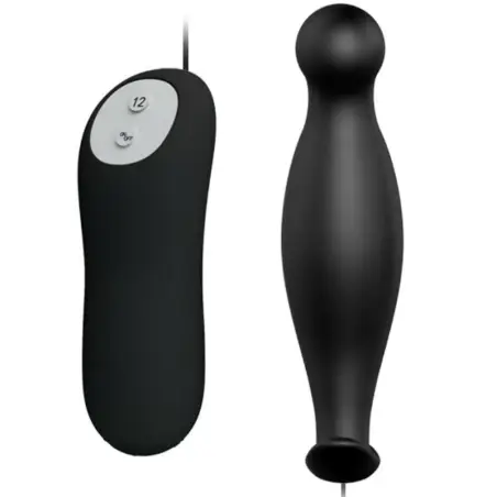 Plug Anal Silicona 12 Modos Vibración Negro | Pretty Love