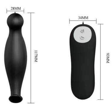 Plug Anal Silicona 12 Modos Vibración Negro | Pretty Love