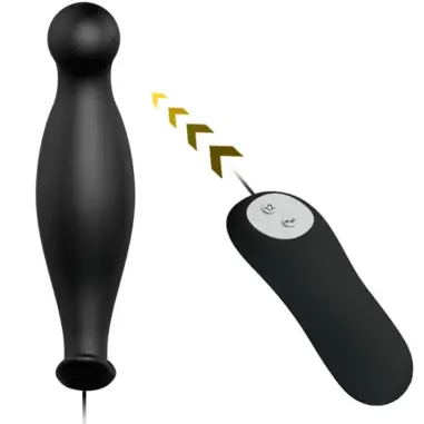 Plug Anal Silicona 12 Modos Vibración Negro | Pretty Love