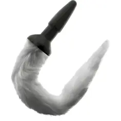 DARKNESS - PLUG ANAL SILICONA CON COLA GRIS 2