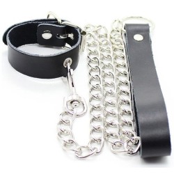 OHMAMA FETISH - COLLAR PARA PENE Y CORREA PIEL CON CADENA METALICA OHMAMA FETISH