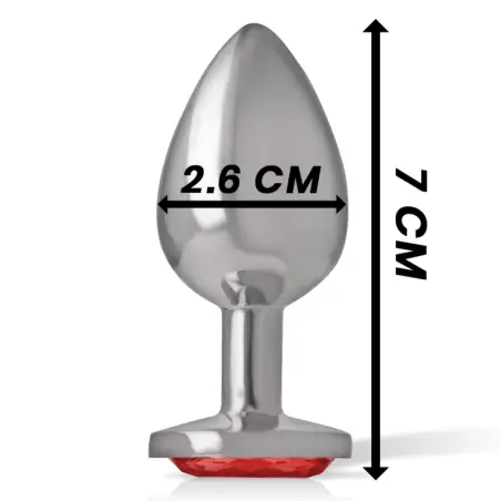 Plug Anal Metal Aluminio con Cristal Rojo Talla S | Intense