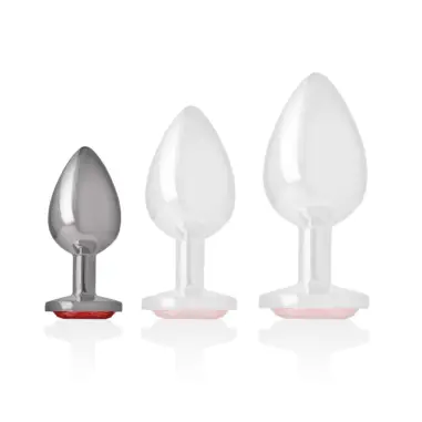 Plug Anal Metal Aluminio con Cristal Rojo Talla S | Intense
