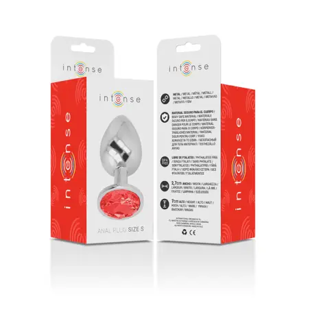 Plug Anal Metal Aluminio con Cristal Rojo Talla S | Intense