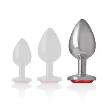 Plug Anal Metal Aluminio con Cristal Rojo Talla L | Intense