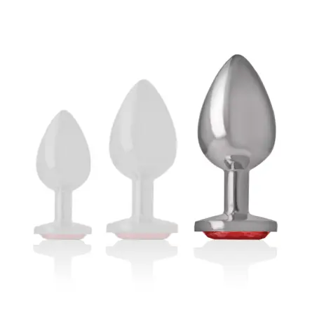 Plug Anal Metal Aluminio con Cristal Rojo Talla L | Intense
