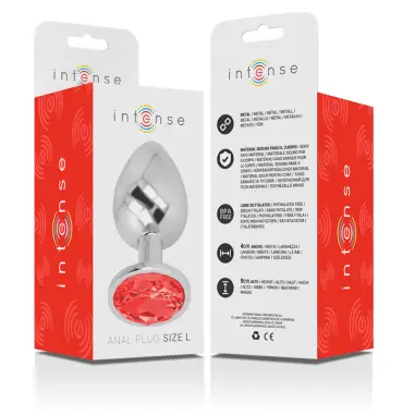 Plug Anal Metal Aluminio con Cristal Rojo Talla L | Intense
