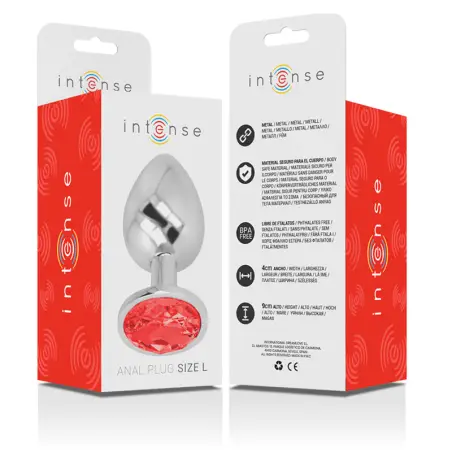 Plug Anal Metal Aluminio con Cristal Rojo Talla L | Intense