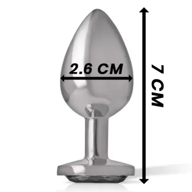 Plug Anal Metal Aluminio con Cristal Negro Talla S | Intense