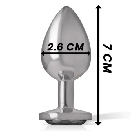 Plug Anal Metal Aluminio con Cristal Negro Talla S | Intense