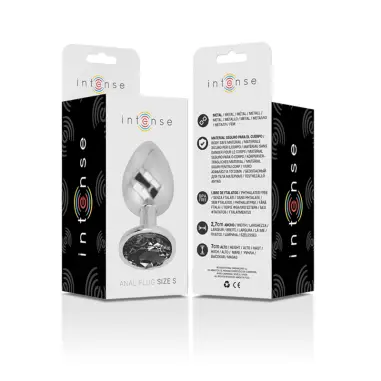 Plug Anal Metal Aluminio con Cristal Negro Talla S | Intense