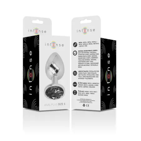 Plug Anal Metal Aluminio con Cristal Negro Talla S | Intense