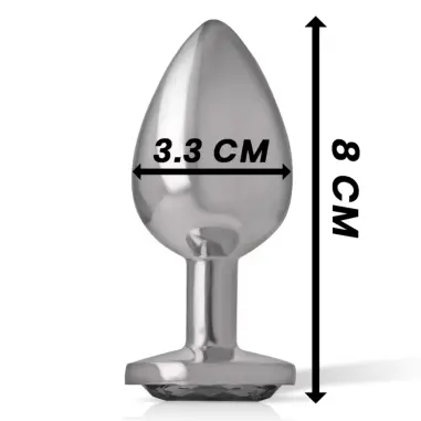 Plug Anal Metal Aluminio con Cristal Negro Talla M | Intense