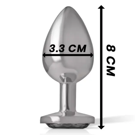Plug Anal Metal Aluminio con Cristal Negro Talla M | Intense