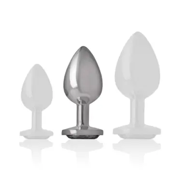 Plug Anal Metal Aluminio con Cristal Negro Talla M | Intense