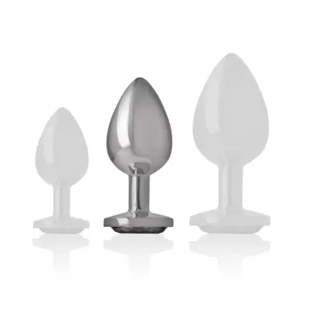 Plug Anal Metal Aluminio con Cristal Negro Talla M | Intense