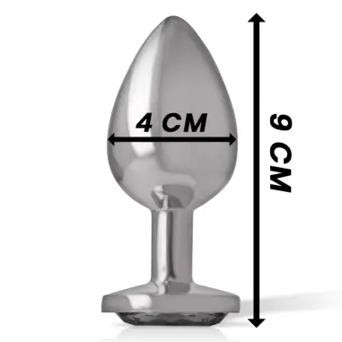 Plug Anal Metal Aluminio con Cristal Negro Talla L | Intense
