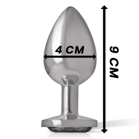 Plug Anal Metal Aluminio con Cristal Negro Talla L | Intense