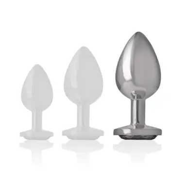 Plug Anal Metal Aluminio con Cristal Negro Talla L | Intense