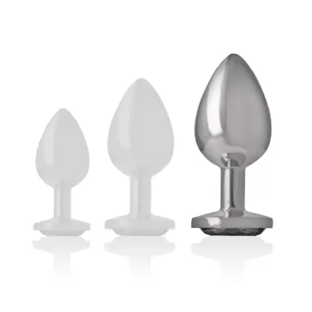 Plug Anal Metal Aluminio con Cristal Negro Talla L | Intense