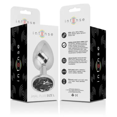 Plug Anal Metal Aluminio con Cristal Negro Talla L | Intense