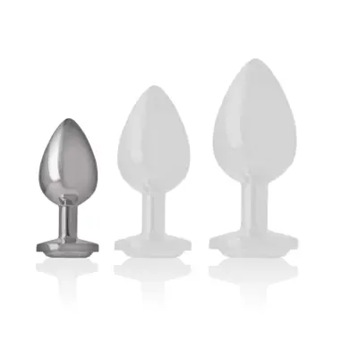 Plug Anal Metal Aluminio con Cristal Plata Talla S | Intense