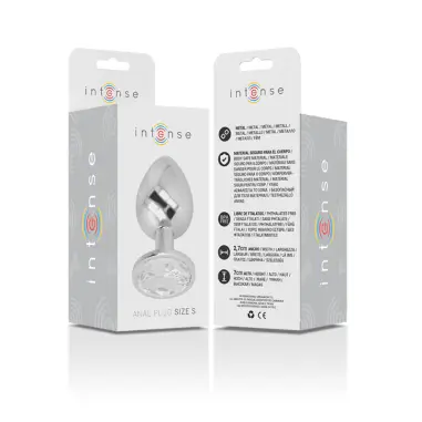 Plug Anal Metal Aluminio con Cristal Plata Talla S | Intense