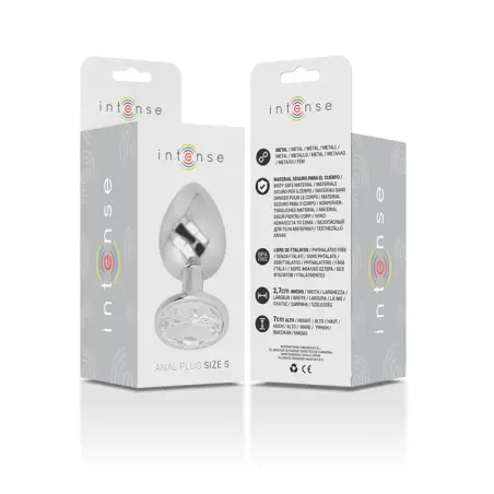 Plug Anal Metal Aluminio con Cristal Plata Talla S | Intense