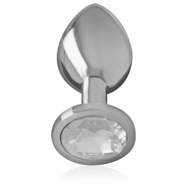 Plug Anal Metal Aluminio con Cristal Plata Talla M | Intense