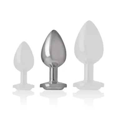 Plug Anal Metal Aluminio con Cristal Plata Talla M | Intense