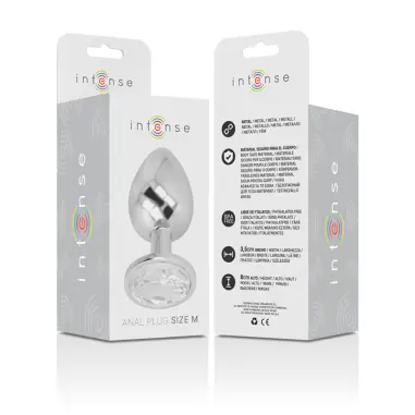 Plug Anal Metal Aluminio con Cristal Plata Talla M | Intense