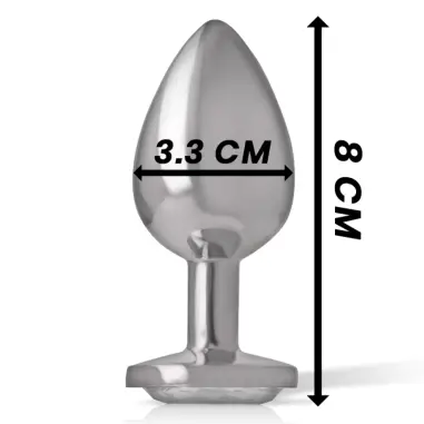Plug Anal Metal Aluminio con Cristal Plata Talla M | Intense