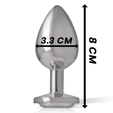 Plug Anal Metal Aluminio con Cristal Plata Talla M | Intense