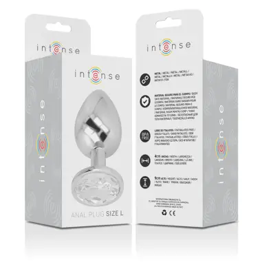 Plug Anal Metal Aluminio con Cristal Plata Talla L | Intense