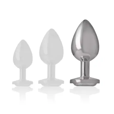 Plug Anal Metal Aluminio con Cristal Plata Talla L | Intense