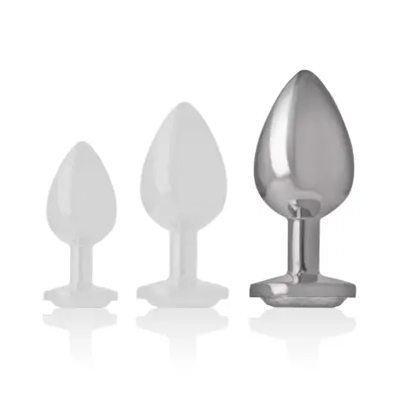 Plug Anal Metal Aluminio con Cristal Plata Talla L | Intense