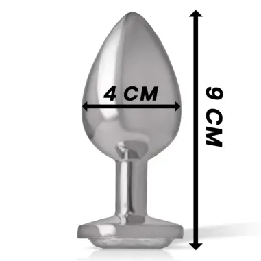 Plug Anal Metal Aluminio con Cristal Plata Talla L | Intense