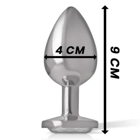 Plug Anal Metal Aluminio con Cristal Plata Talla L | Intense