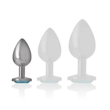 Plug Anal Metal Aluminio con Cristal Azul Talla S | Intense