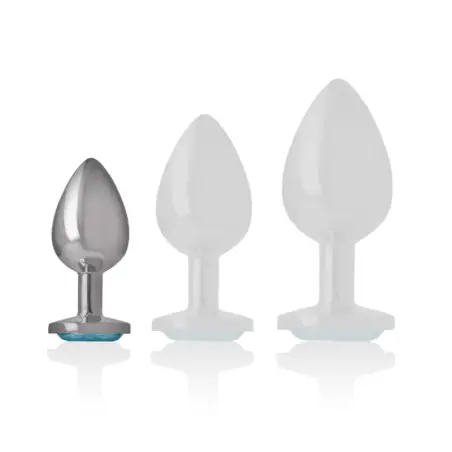 Plug Anal Metal Aluminio con Cristal Azul Talla S | Intense
