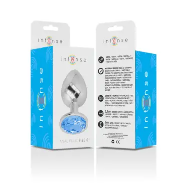 Plug Anal Metal Aluminio con Cristal Azul Talla S | Intense