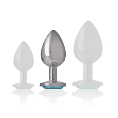 Plug Anal Metal Aluminio con Cristal Azul Talla M | Intense