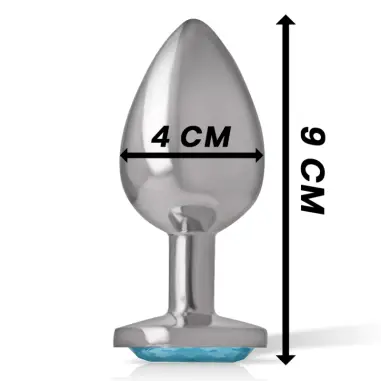 Plug Anal Metal Aluminio con Cristal Azul Talla L | Intense
