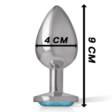 Plug Anal Metal Aluminio con Cristal Azul Talla L | Intense