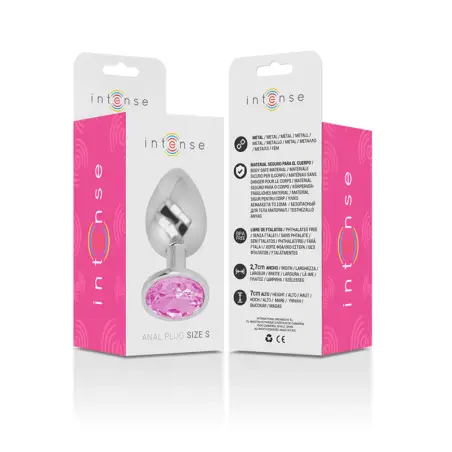 Plug Anal Metal Aluminio con Cristal Rosa Talla S | Intense