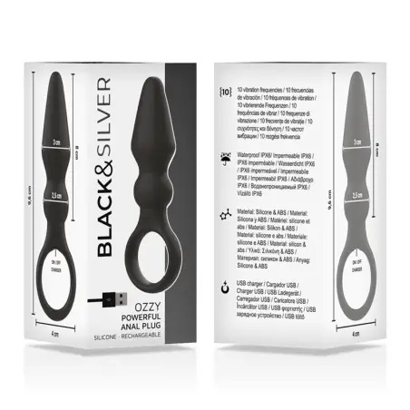 Ozzy Potente Vibrador Plug Anal Silicona | Black&silver