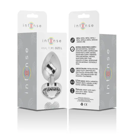 Plug Anal Metal Aluminio Corazón Blanco Talla L | Intense