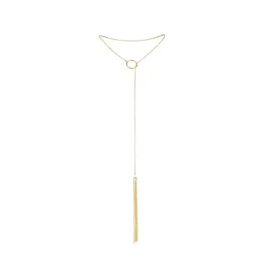 Magnifique Collar Metálico con Flecos Dorado - Lencería Sexy