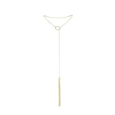 Magnifique Collar Metálico con Flecos Dorado - Lencería Sexy
