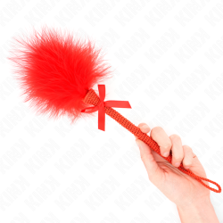 KINK - MASAJEADOR DE CUERDA DE NAILON CON PLUMAS PARA COSQUILLAS Y LAZO ROJO 25 CM KINK IMPACT & TOUCH 2